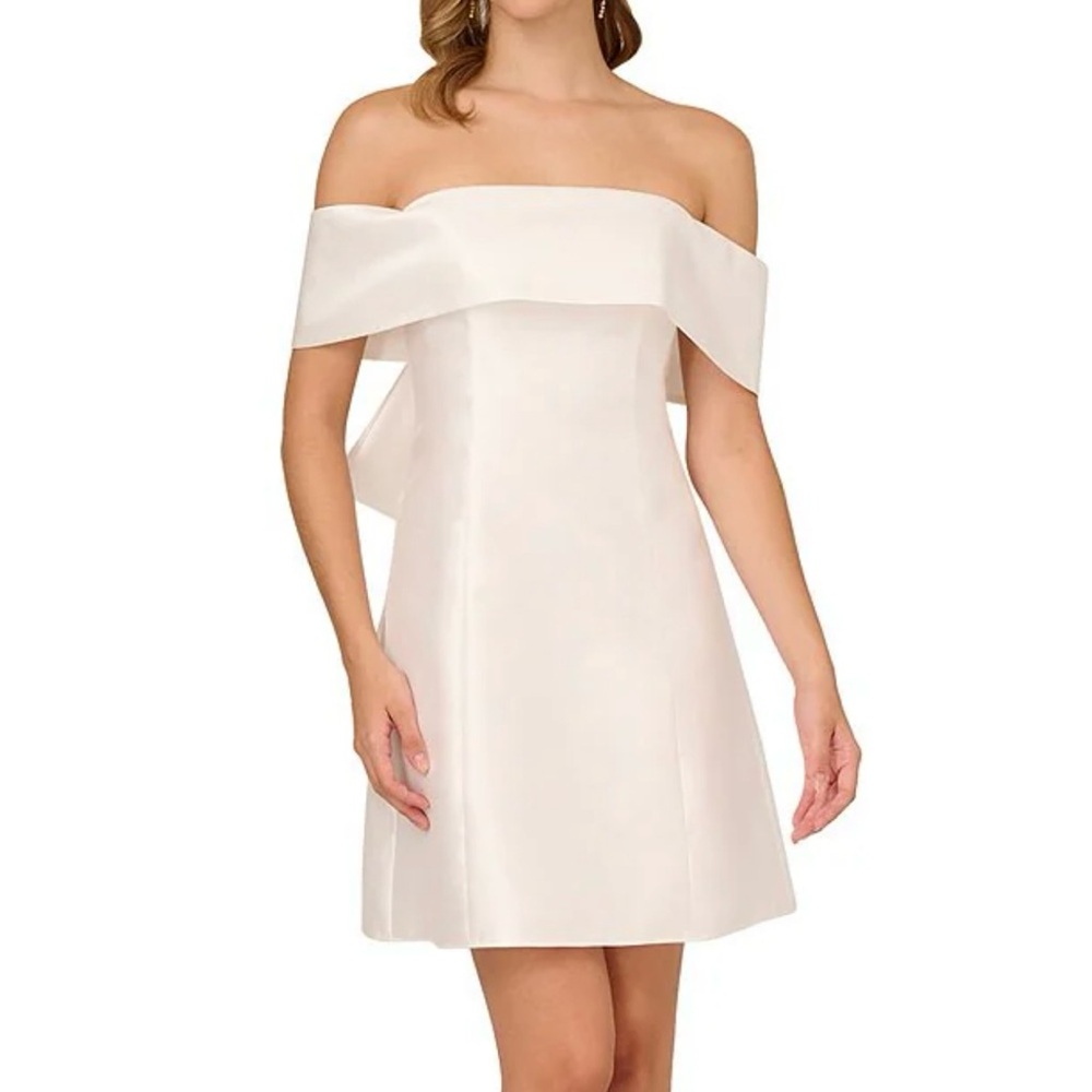 Elegant Off-Shoulder White Dress - Adrianna papell